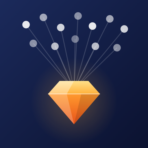 CommentMine app icon: viewer comments converging into a gem